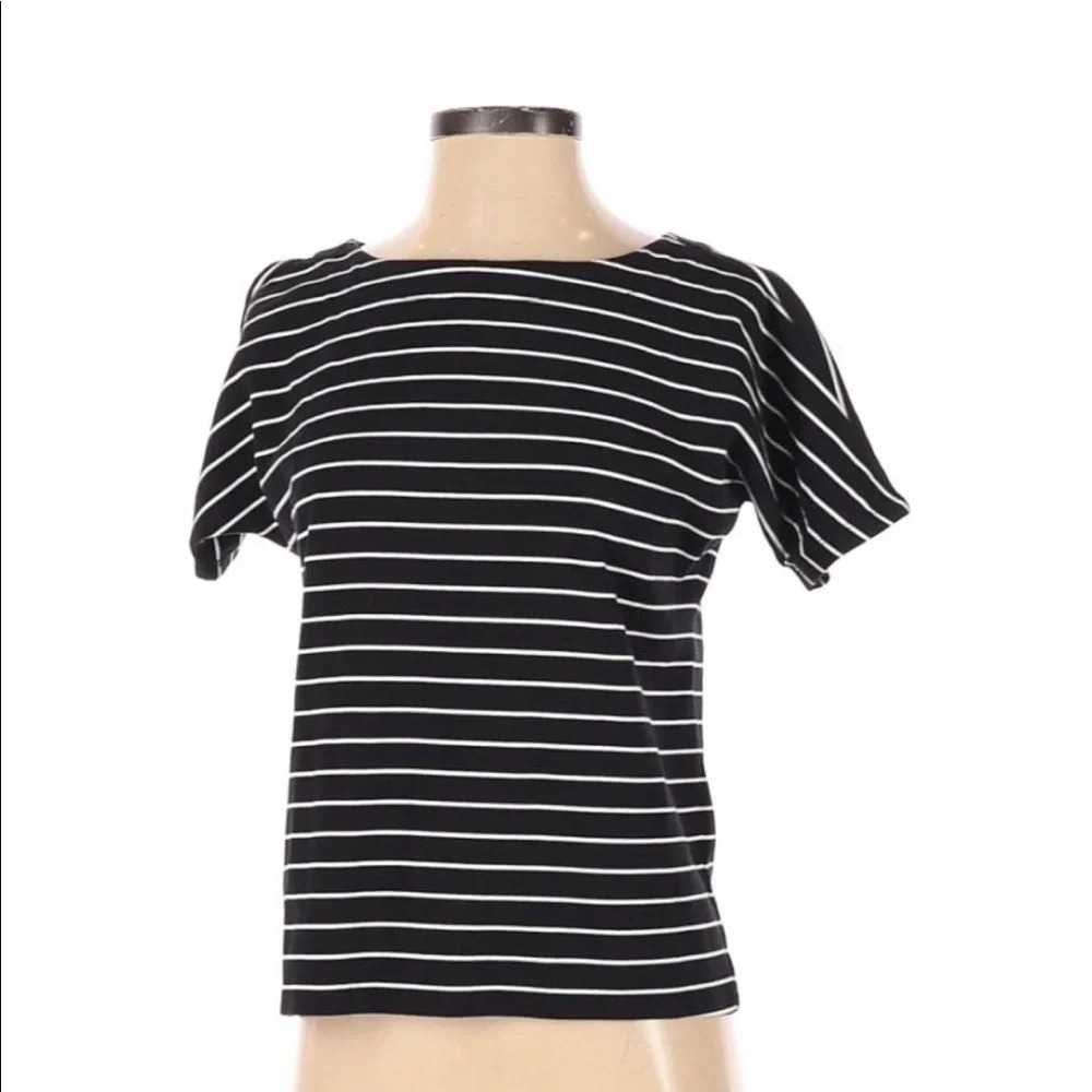 J crew xsmall black&white stripe shirt sleeve top